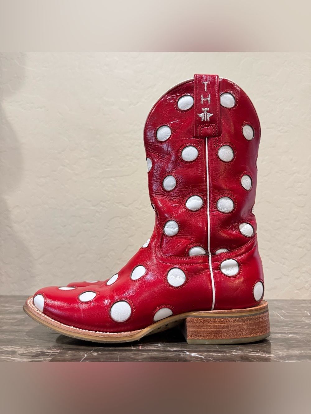 Tin Haul Dotty Red Leather Polka Dot Cowboy Boots